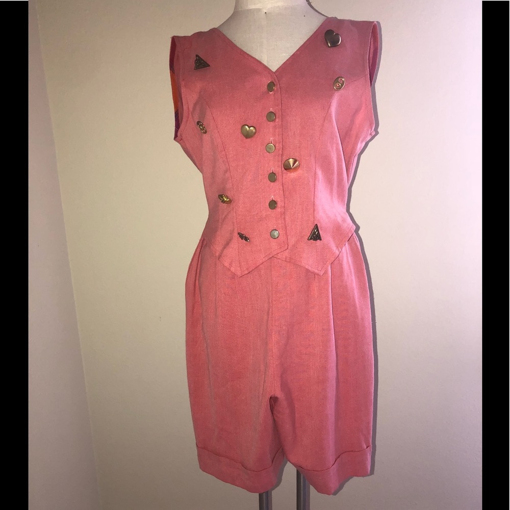 Unique Vintage Romper w/ Gold Collectible Pins